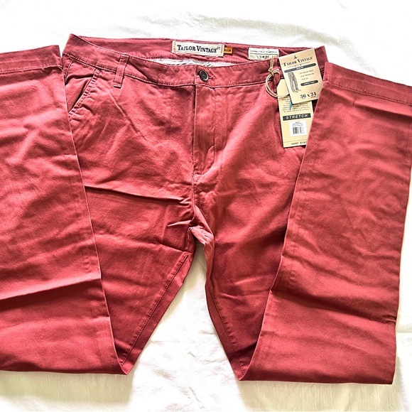 Tailor Vintage Slim fit pants men’s size 33 x 34 & 36x34 & 30x30 brick red - Picture 11 of 11